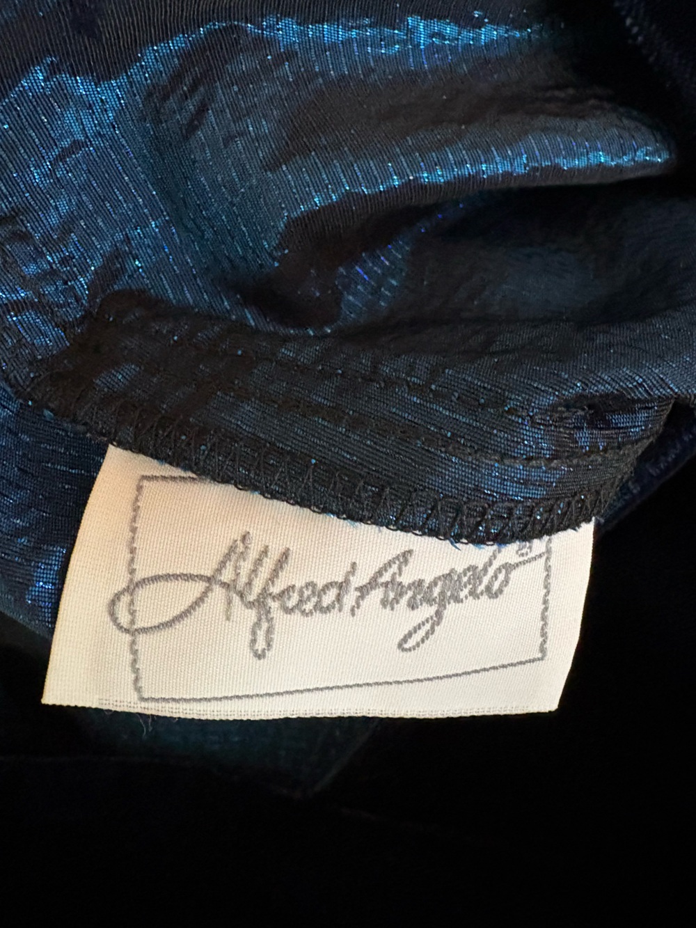Alfred Angelo Blue and Black vintage Dress princess sz 13/14 Whimsygoth velvet - Picture 8 of 10